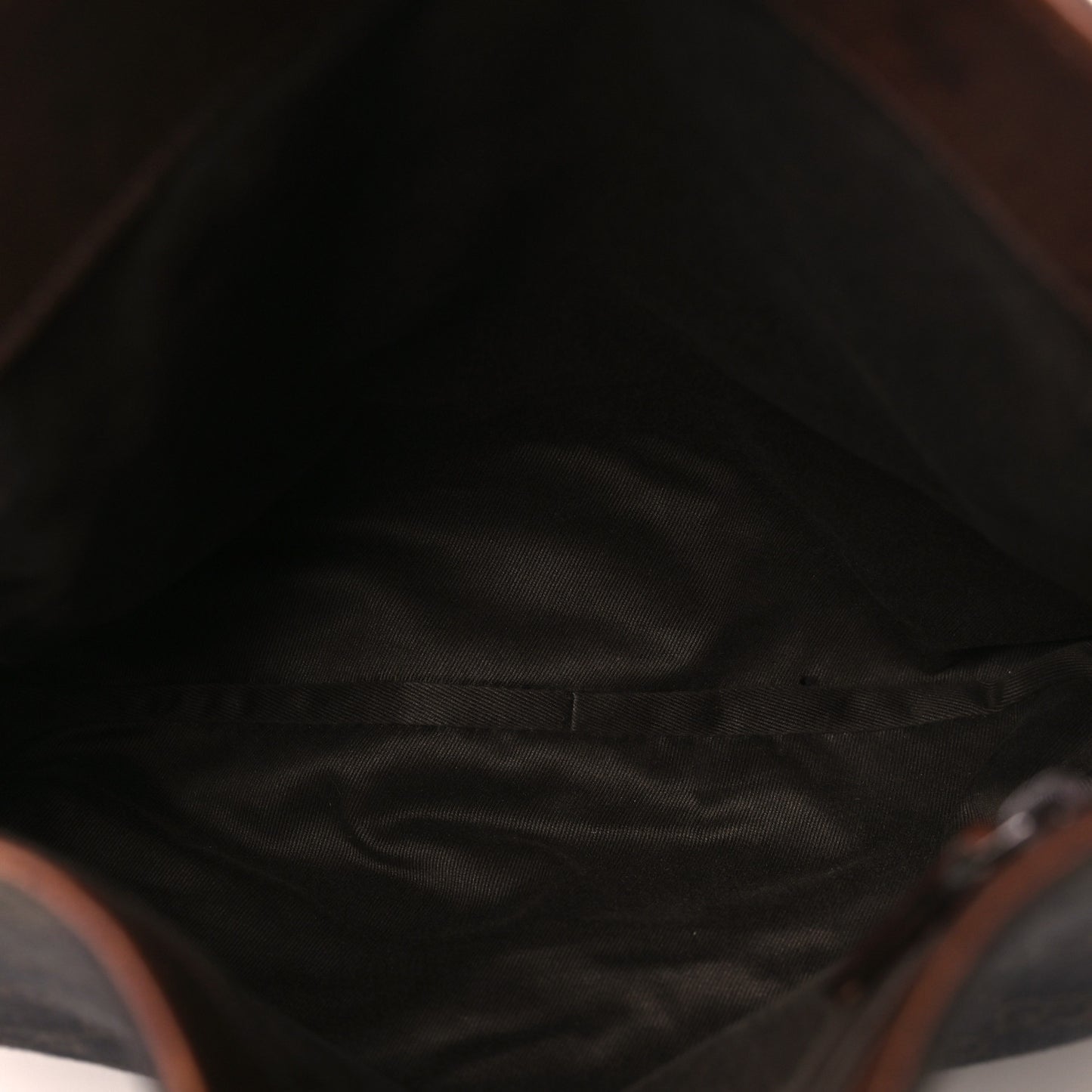 Monogram Denim GG Shoulder Bag Black Brown
