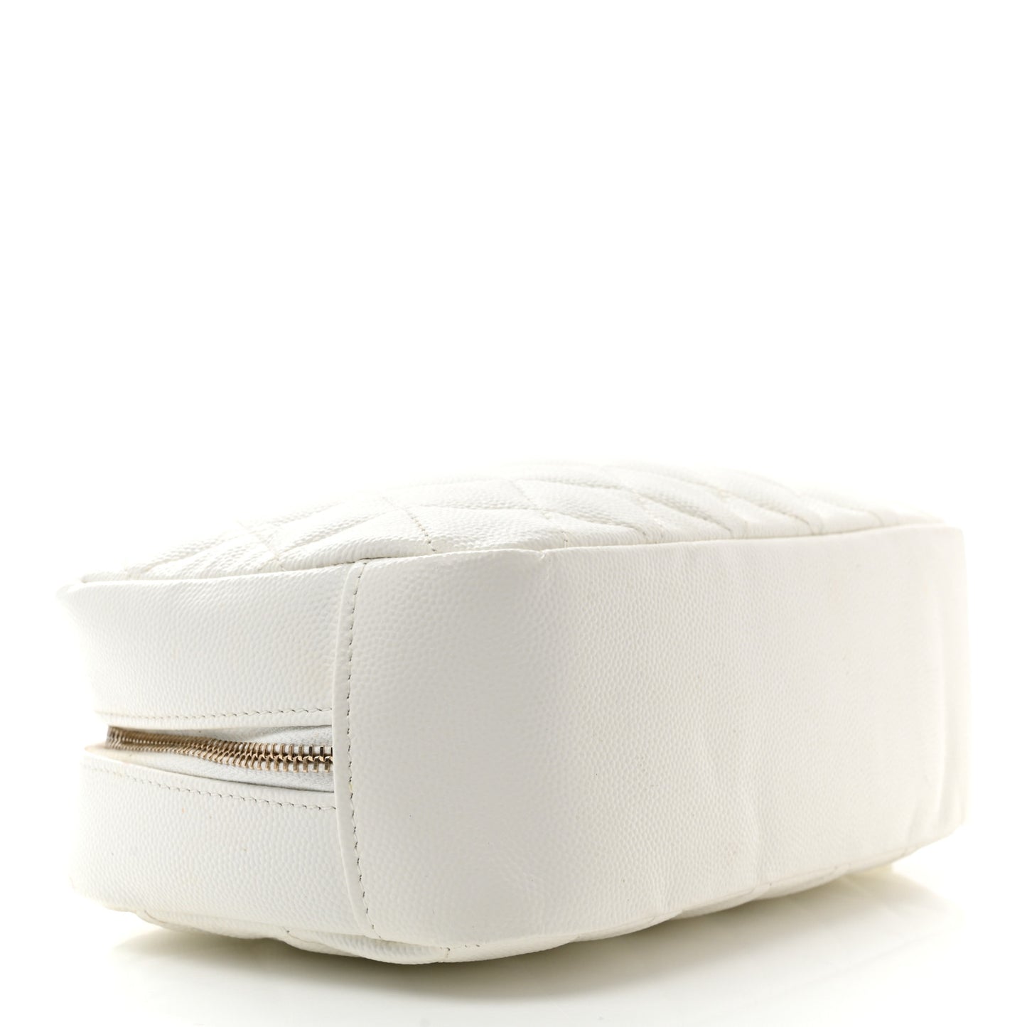 Caviar Quilted Medium Curvy Pouch Cosmetic Case White