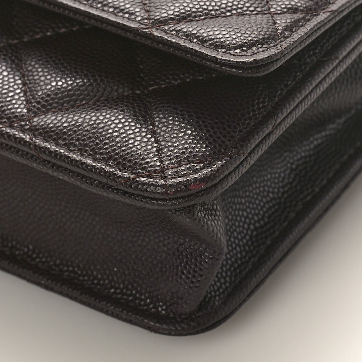 Caviar Quilted Wallet on Chain WOC Dark Brown