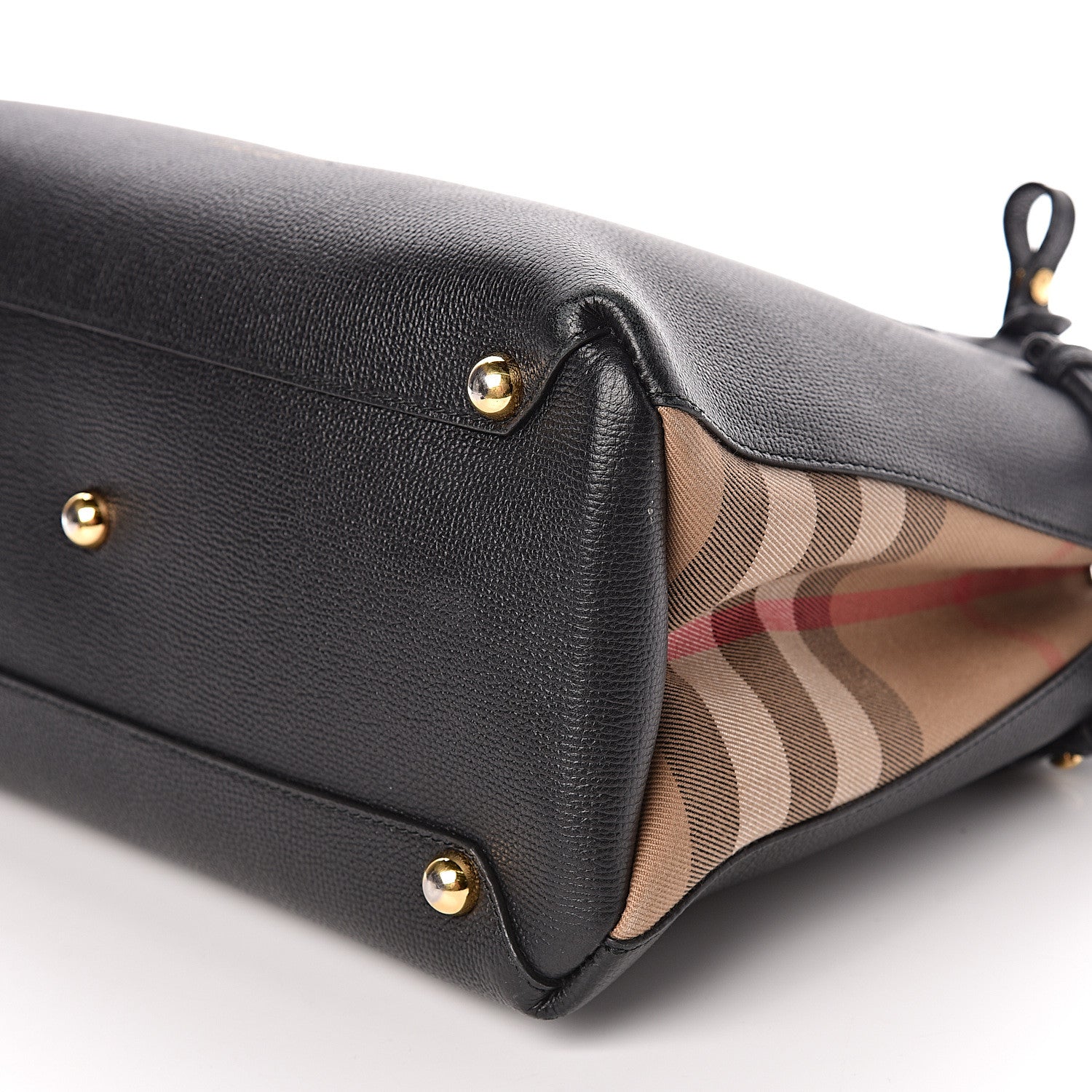 Burberry Grainy Calfskin House Check Medium Banner Tote Black 9 of 11