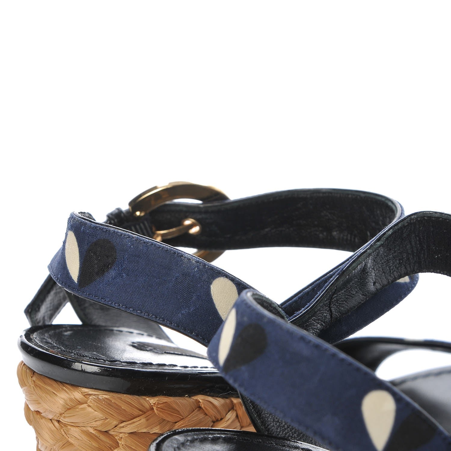 Louis Vuitton Raffia Canvas Hearts Tuileries Wedge Sandals 36 Blue 13 of 20