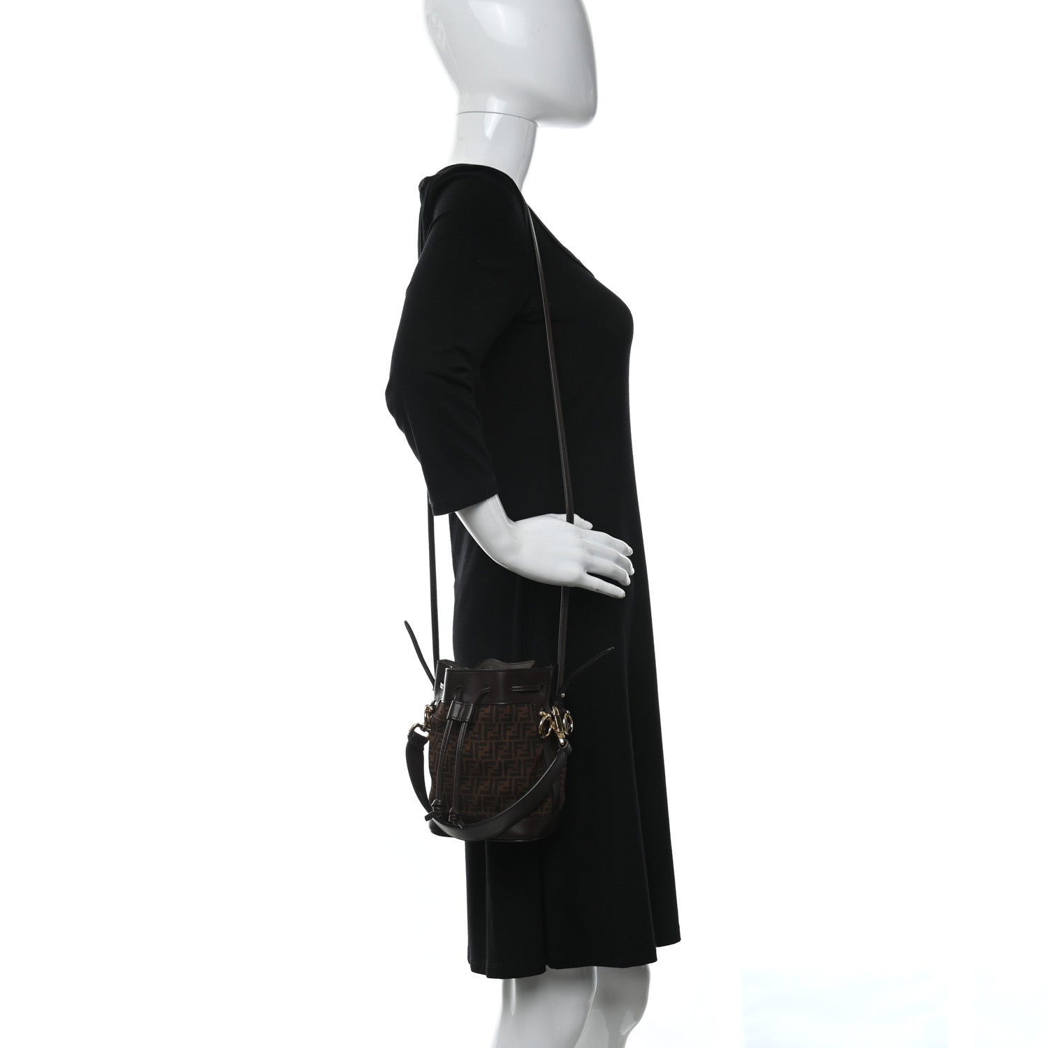 Fendi Suede Vitello King F is Fendi Micro FF Mini Mon Tresor Bucket Bag Sigaro Marrone Ebano 2 of 10