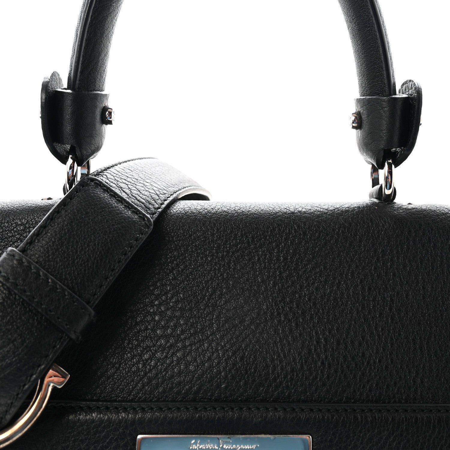 Salvatore Ferragamo Grained Calfskin Sofia Satchel Black 7 of 9