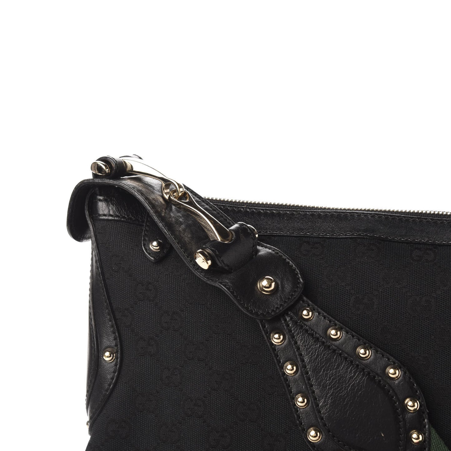 Monogram Web Studded Pelham Shoulder Bag Black