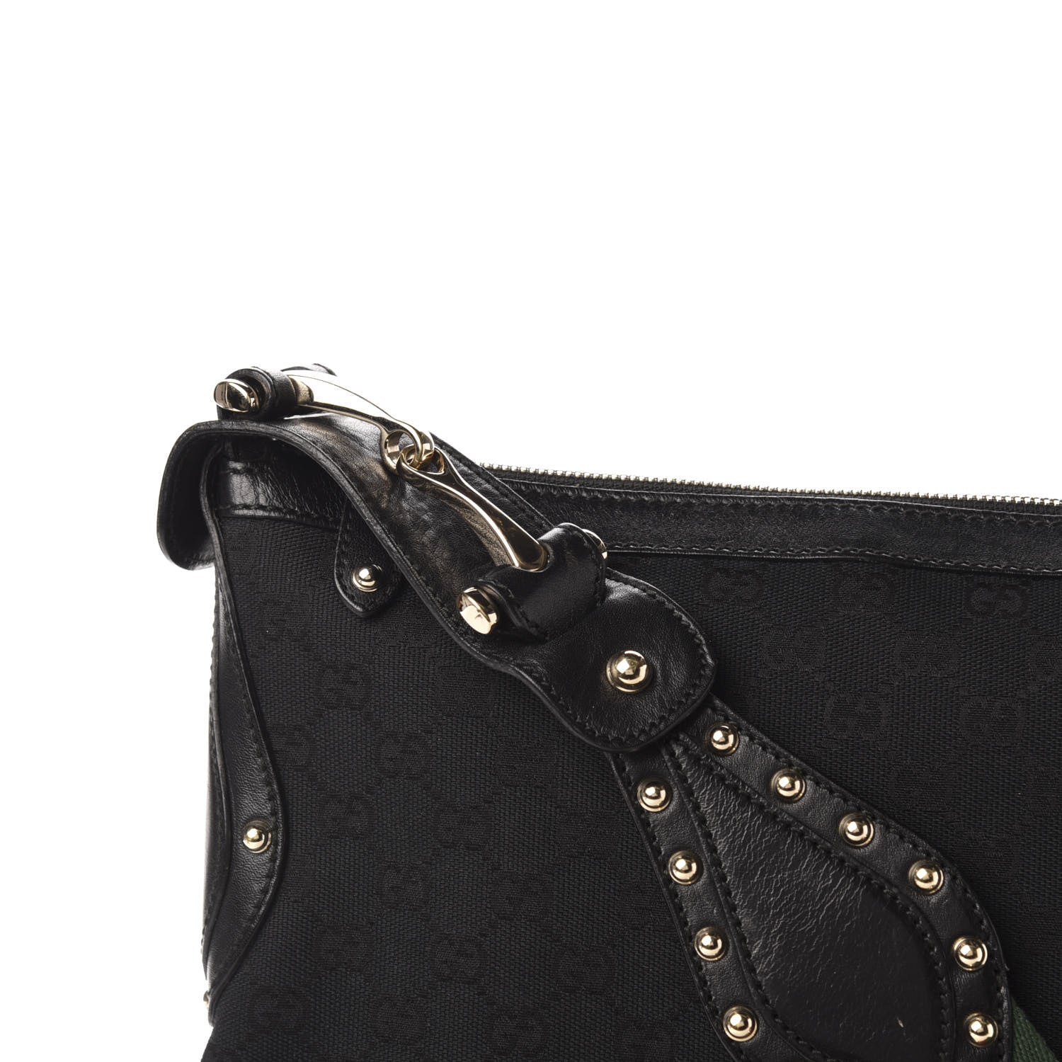 Gucci Monogram Web Studded Pelham Shoulder Bag Black 11 of 11
