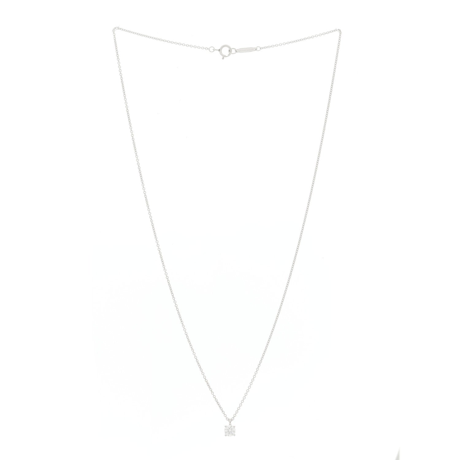 Tiffany Platinum Diamond .28ct Solitaire Pendant Necklace 3 of 4