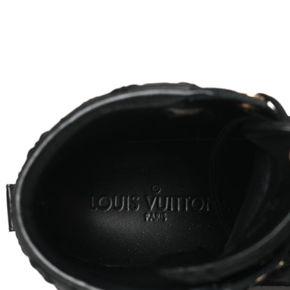 Louis Vuitton Calfskin Suede Monogram Cliff Top Wedge Sneakers 38.5 Black 7 of 8
