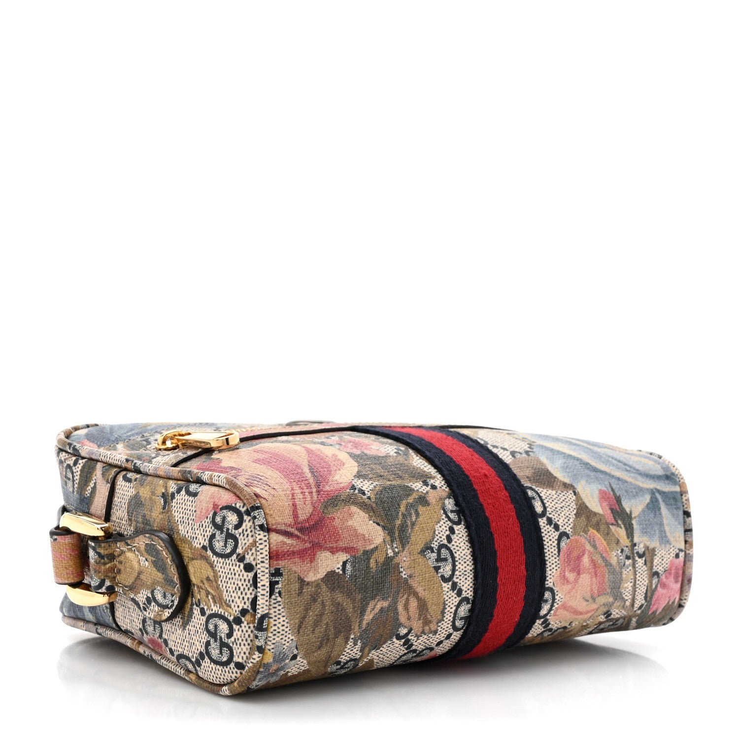 Gucci GG Supreme Monogram Water Flora Web Mini Ophidia Shoulder Bag Beige White Multicolor 4 of 10