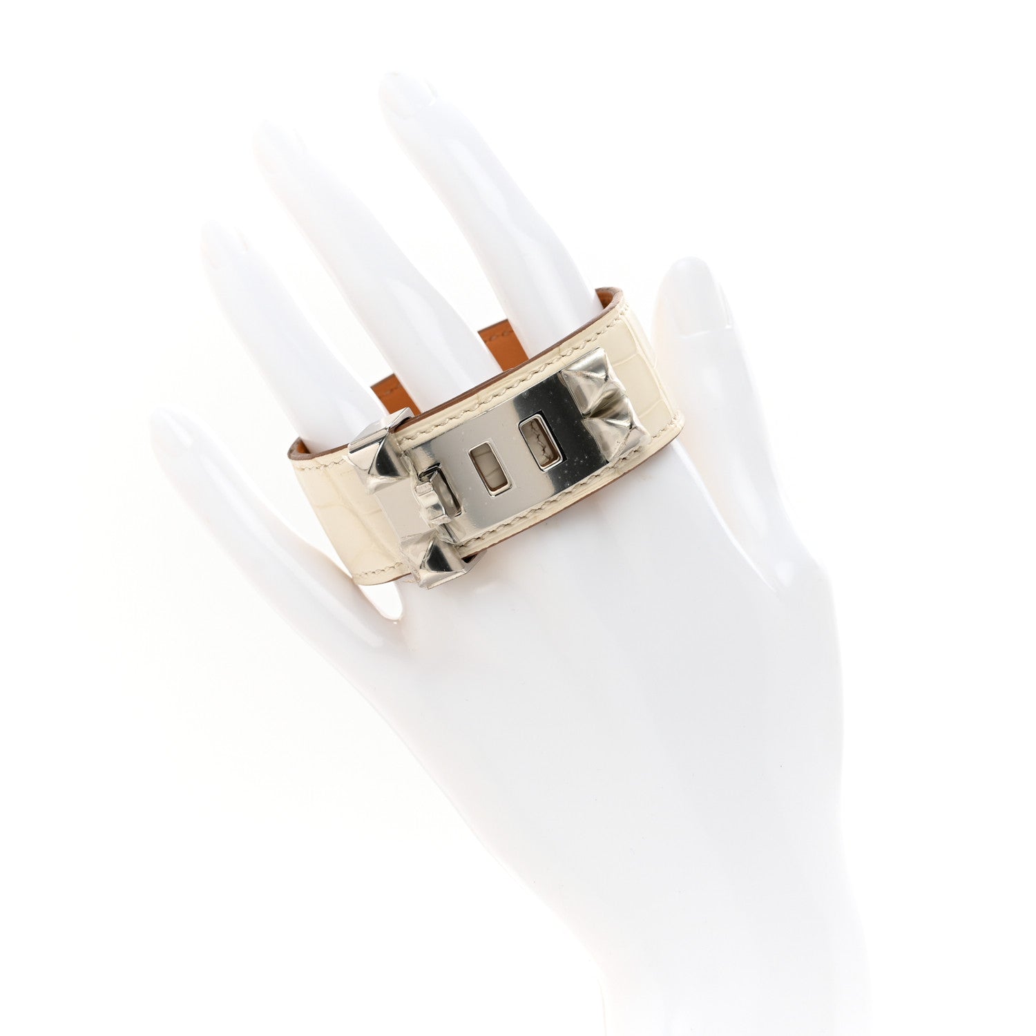 Hermes Matte Alligator Collier de Chien CDC 24 Bracelet T2 Nata 2 of 5