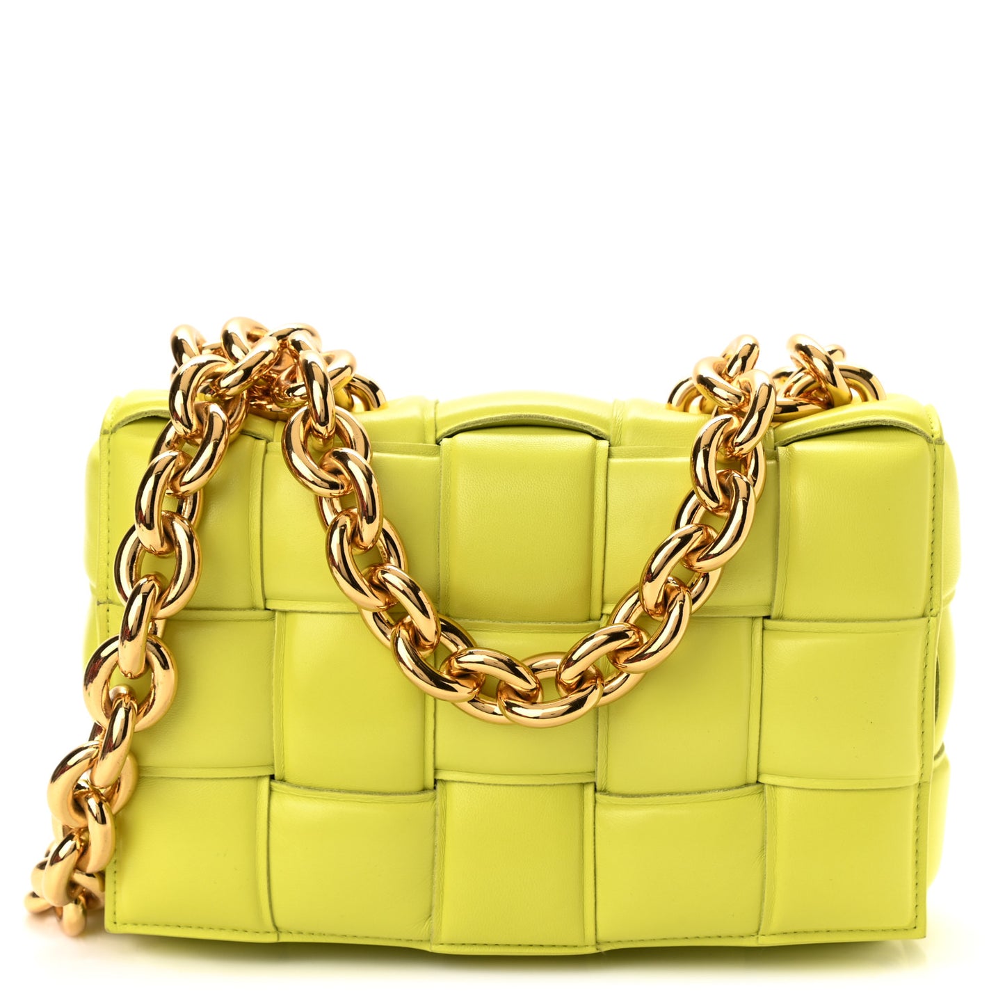 Lambskin Maxi Intreccio Padded Chain Cassette Crossbody Bag Seagrass