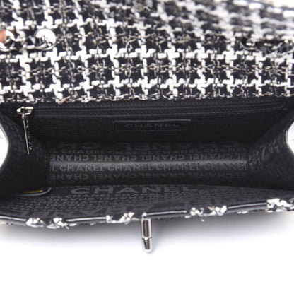 Chanel Tweed Patent Quilted Rectangular Flap Black White 4 of 11