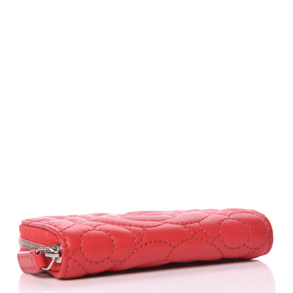 Chanel Caviar Camellia Embossed Zip Coin Purse Red 4 of 8
