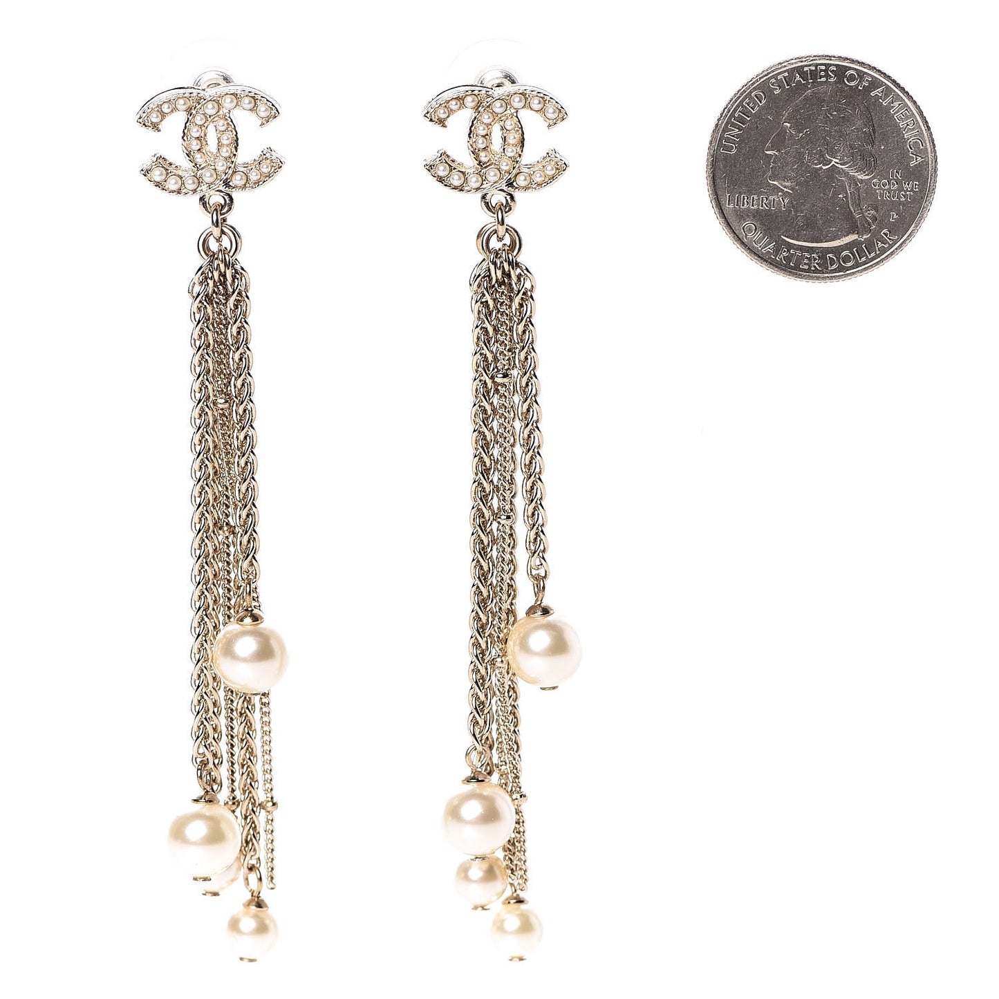 Pearl CC Drop Earrings Gold