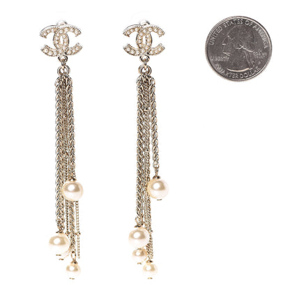 Chanel Pearl CC Drop Earrings Gold 2 of 5