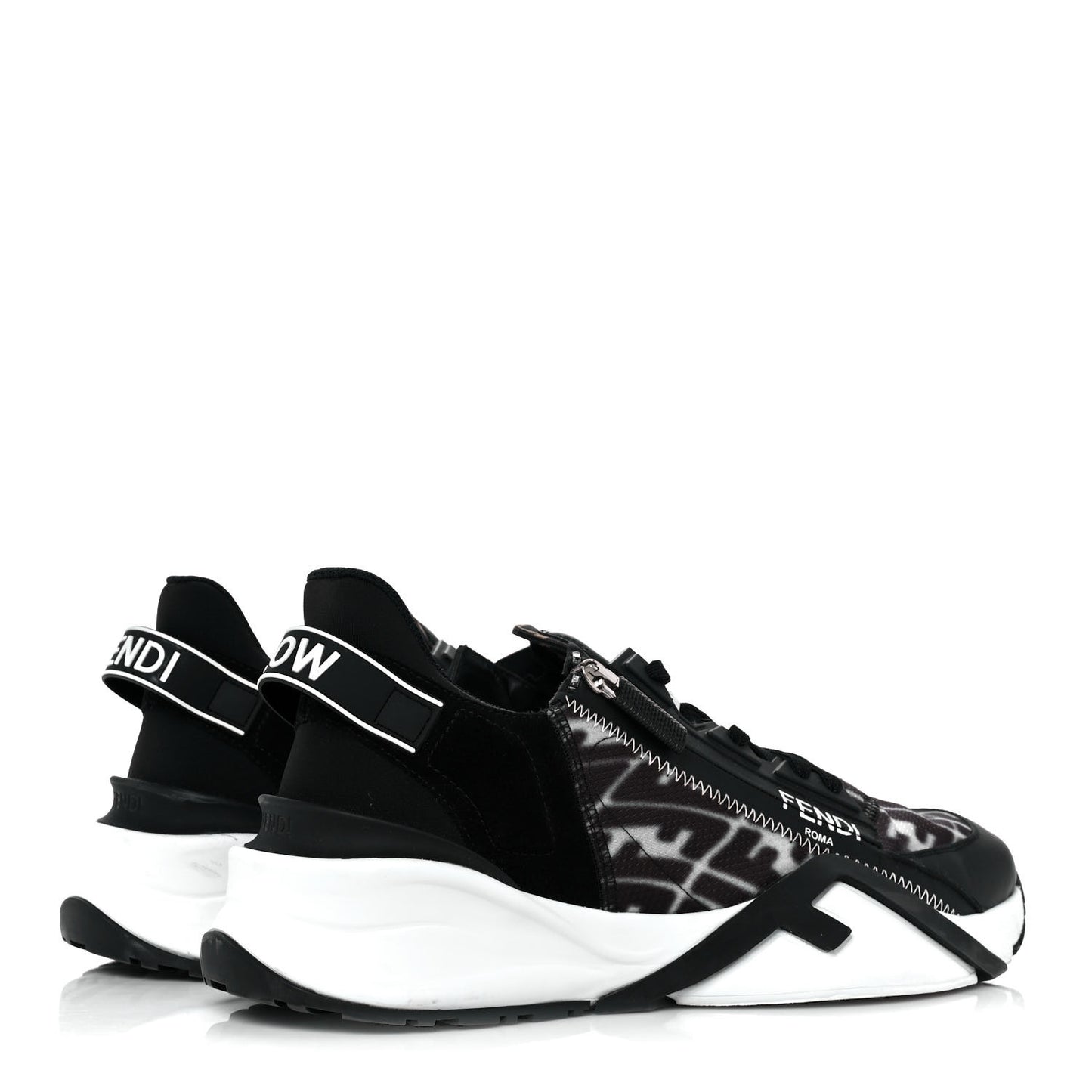 X SARAH COLEMAN Nylon Lycra FF Vertigo Mens Fendi Flow Low Top Sneakers 9 Black