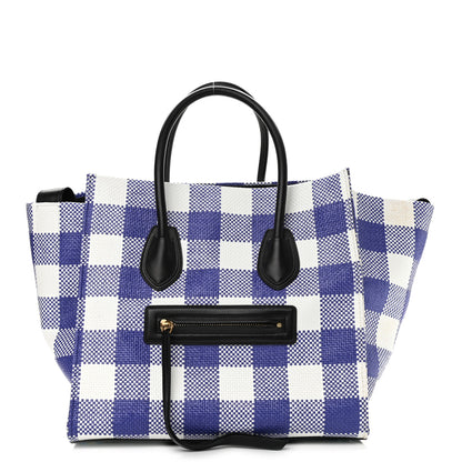 Celine Gingham Woven Medium Phantom Luggage Cobalt 1 of 9