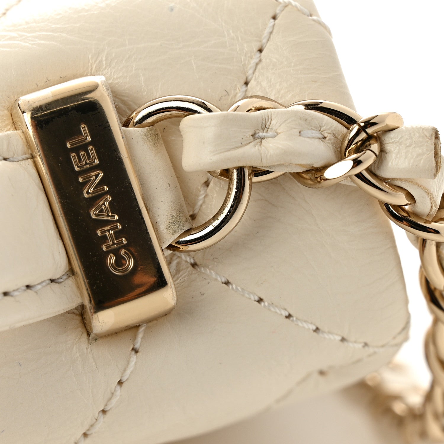 Chanel Shiny Crumpled Calfskin Quilted Top Handle Flap White 13 of 14