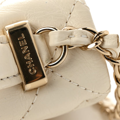 Chanel Shiny Crumpled Calfskin Quilted Top Handle Flap White 13 of 14