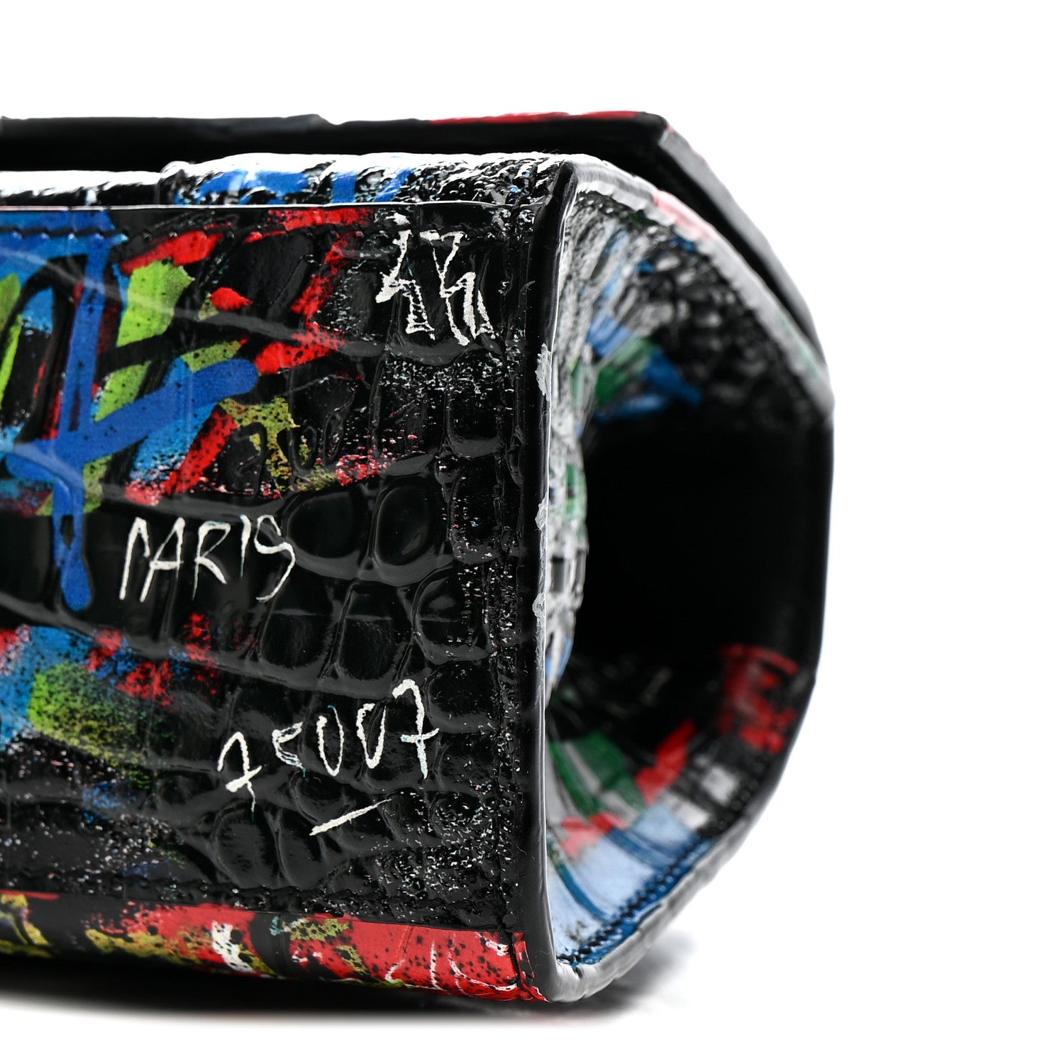 Balenciaga Calfskin Graffiti Crocodile Embossed Hourglass Top