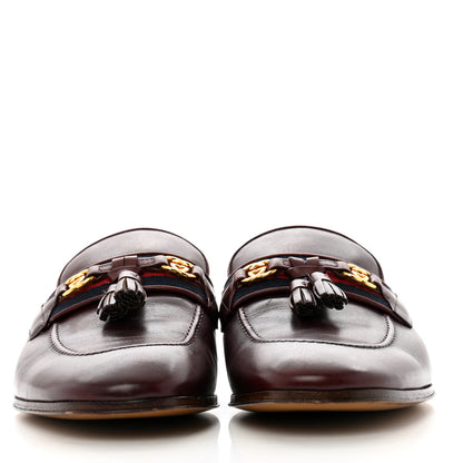 Gucci Calfskin Web Interlocking G Womens Tassel Slippers 36 Ruby Bordeaux 3 of 10