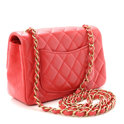 Chanel Lambskin Quilted Mini Rectangular Flap Red 3 of 10