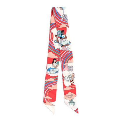 Hermes Silk Carres Volants Twilly Grenadine White Bleu 2 of 4