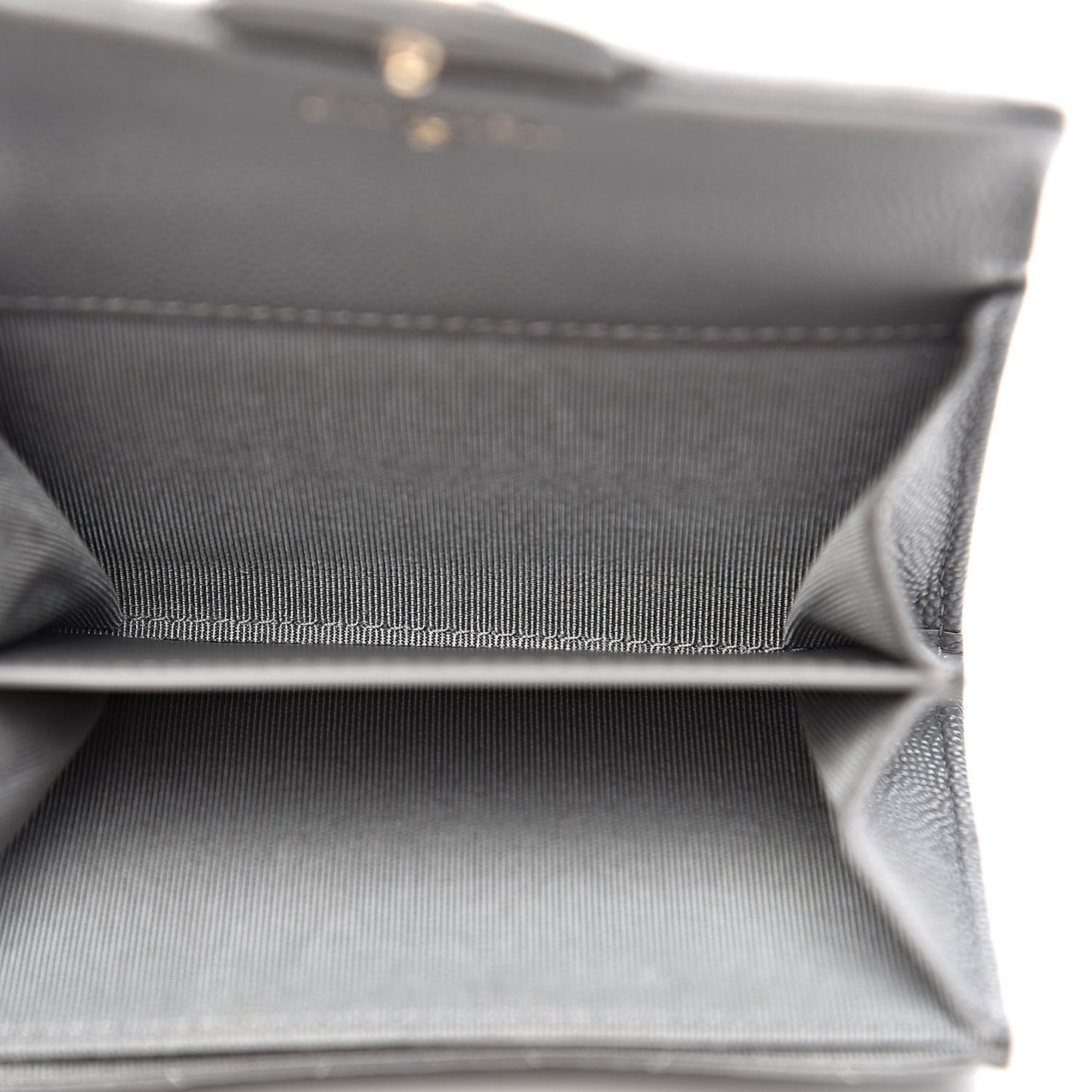 Caviar Quilted Flap Card Holder Wallet Dark Grey