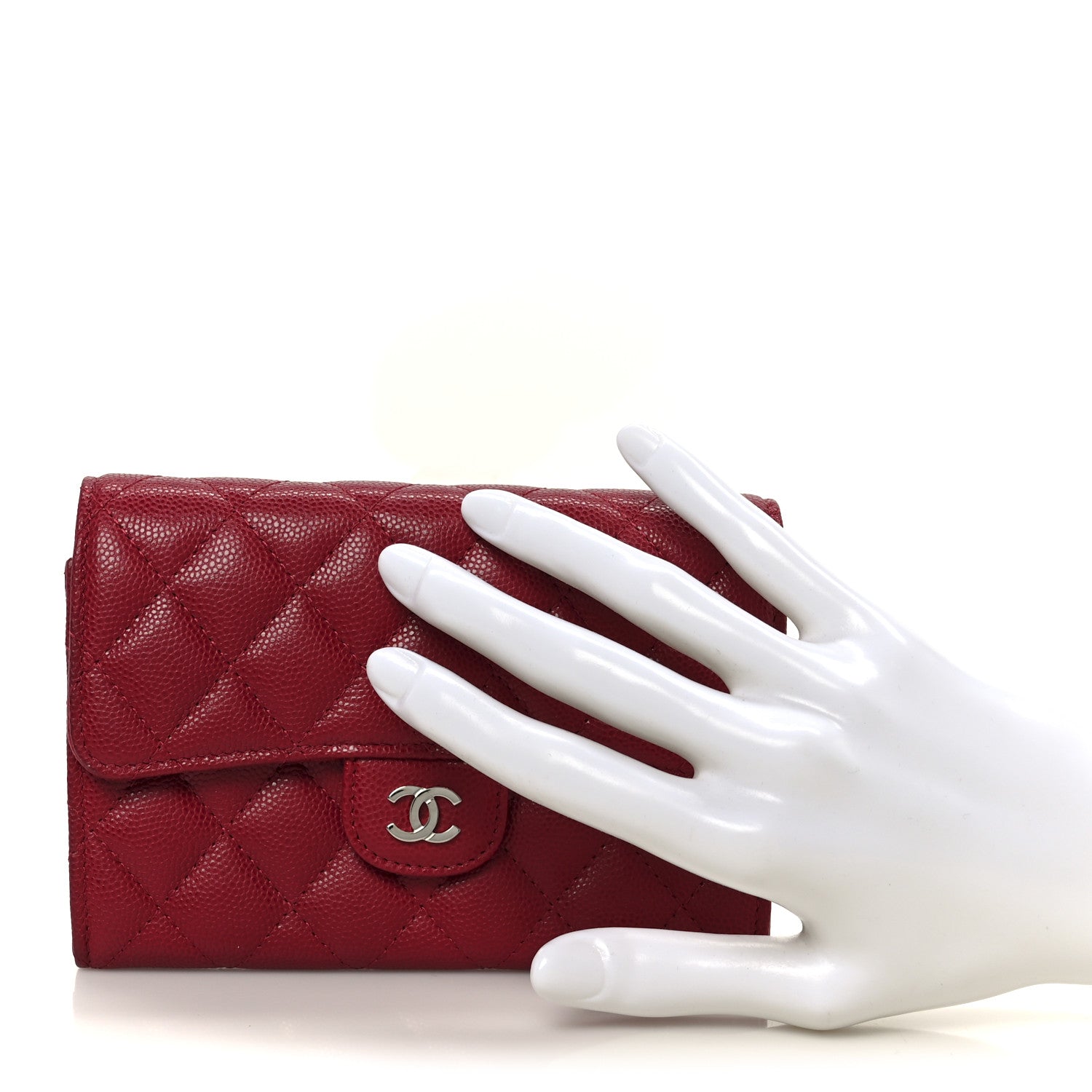 Chanel Caviar Quilted Medium Flap Wallet Red 2 of 9