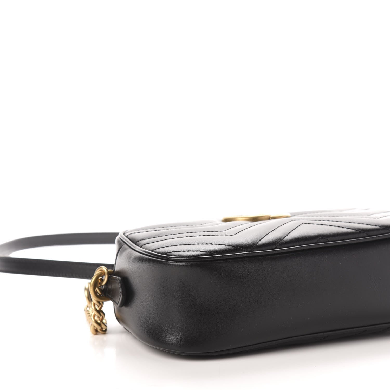 Gucci Calfskin Matelasse Small GG Marmont Chain Shoulder Bag Black 8 of 10