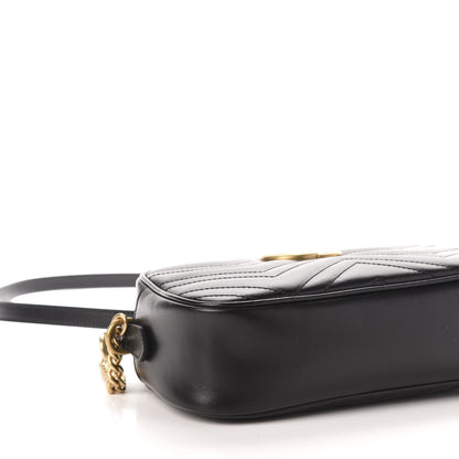 Gucci Calfskin Matelasse Small GG Marmont Chain Shoulder Bag Black 8 of 10