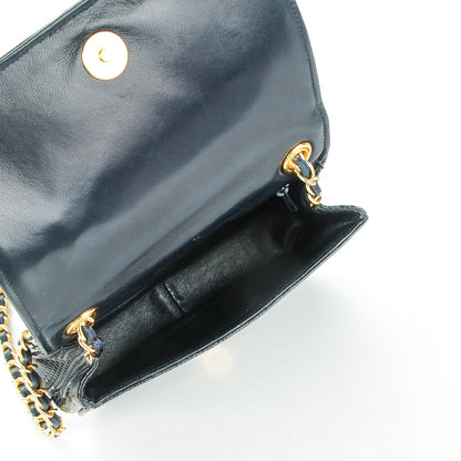 Chanel Lizard Mini Flap Shoulder Bag Navy 5 of 8