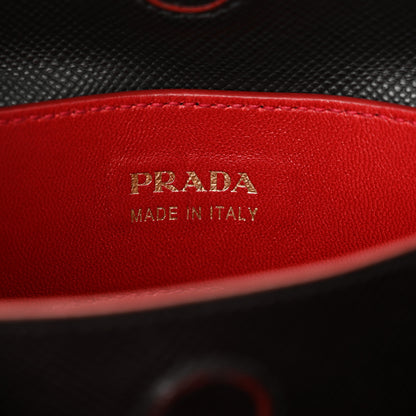 Prada Saffiano Cuir Medium Double Bag Black Fuoco 6 of 13