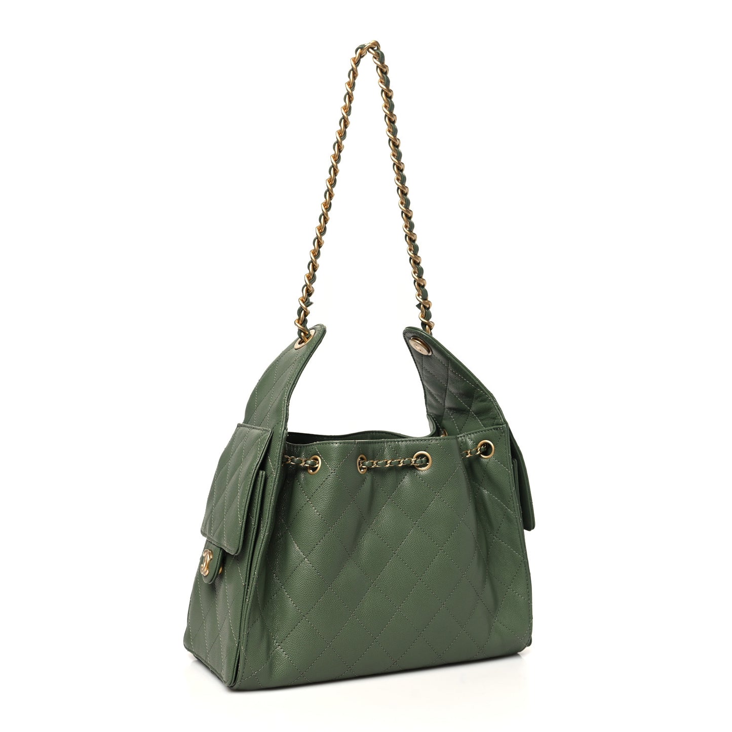 Caviar Quilted Small Chanel 25 Handbag Khaki