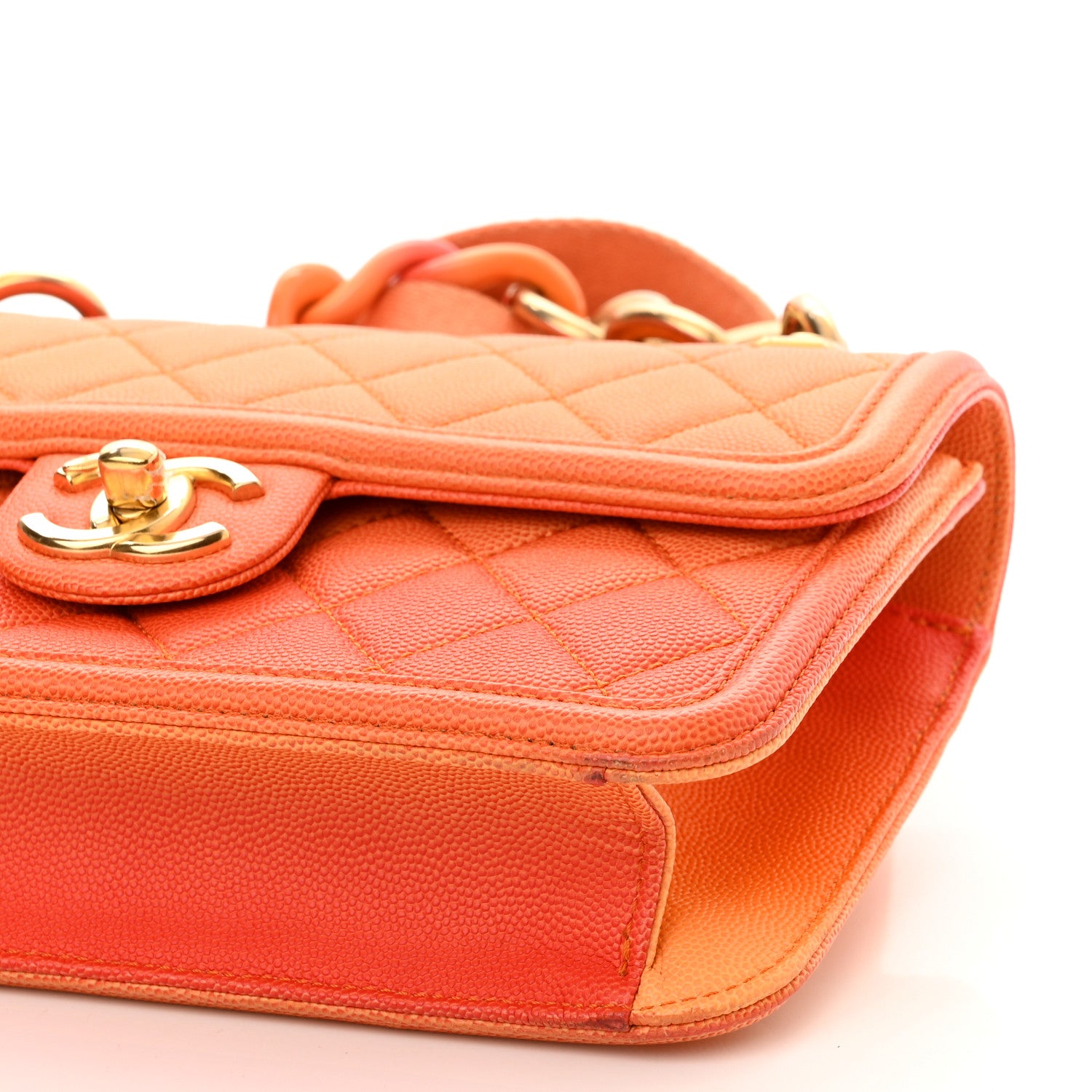 Chanel Caviar Quilted Small Sunset On The Sea Flap Orange 10 of 11