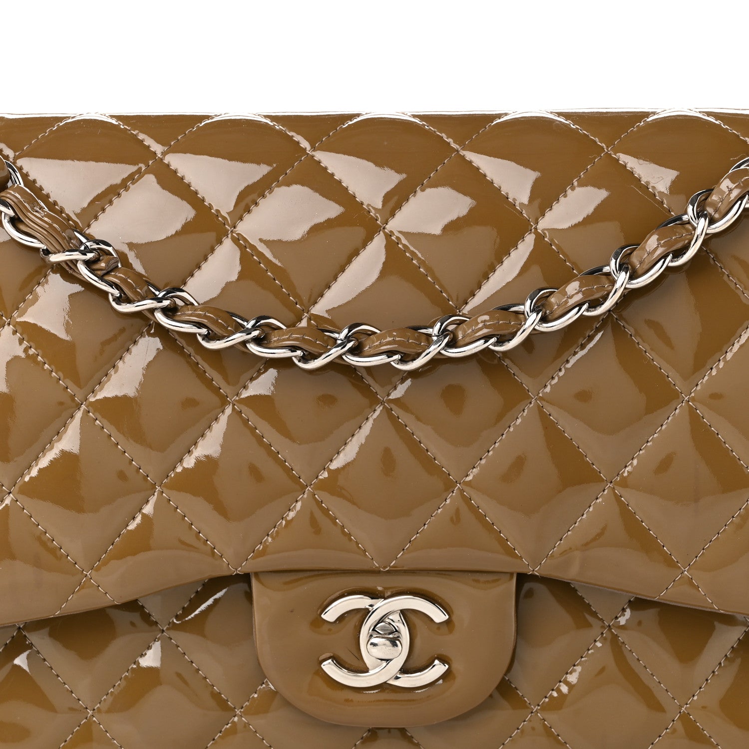 Chanel Patent Calfskin Quilted Jumbo Double Flap Grey 8 of 12