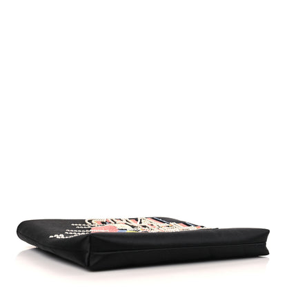 Chanel Satin Sequin Pearl Crystal Roller Skate Quilted Clutch With Chain Black Multicolor 4 of 9