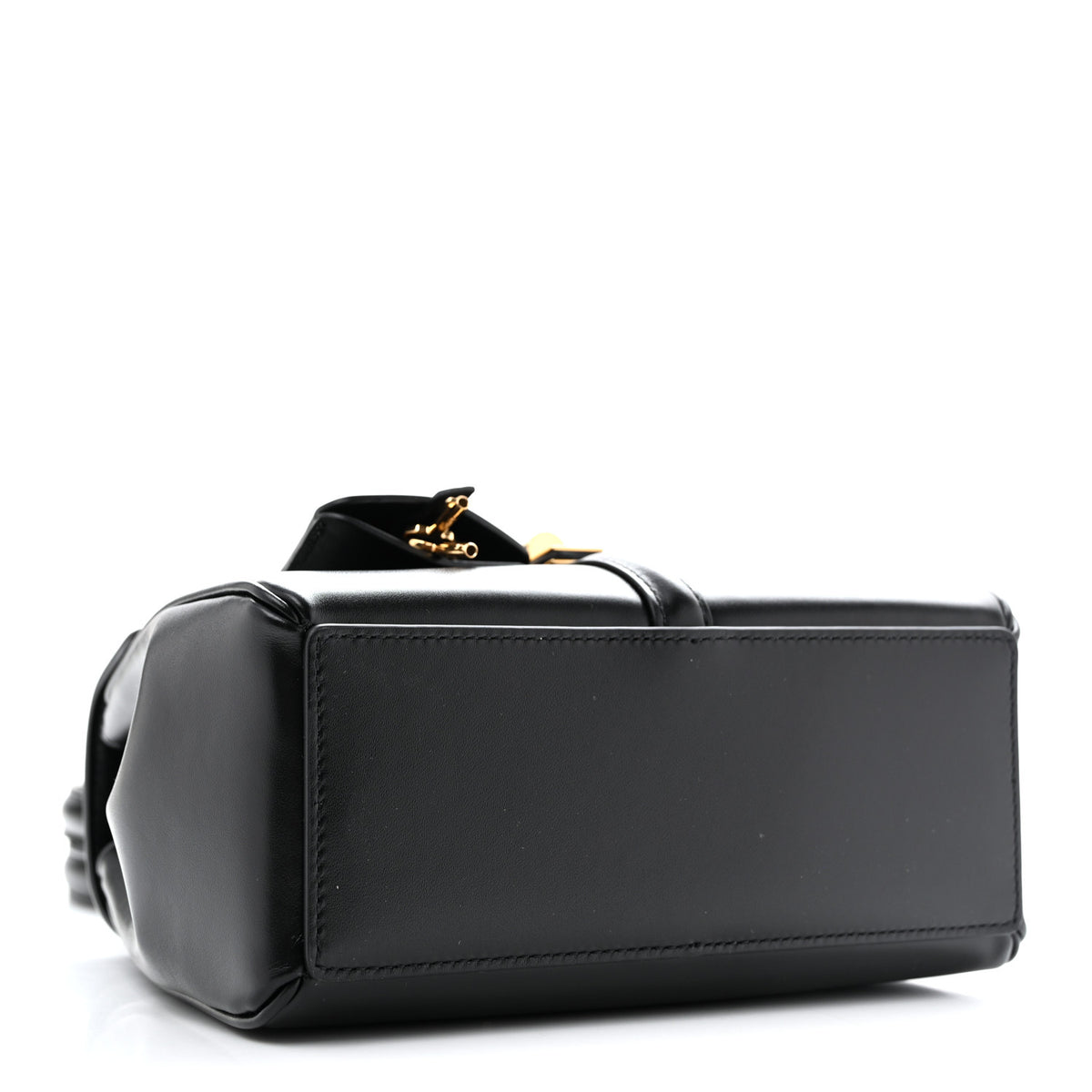 Satinated Calfskin Mini 16 Top Handle Bag Black