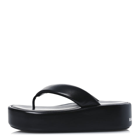 Smooth Nappa Logo Rise Thong Sandals 39 Black White