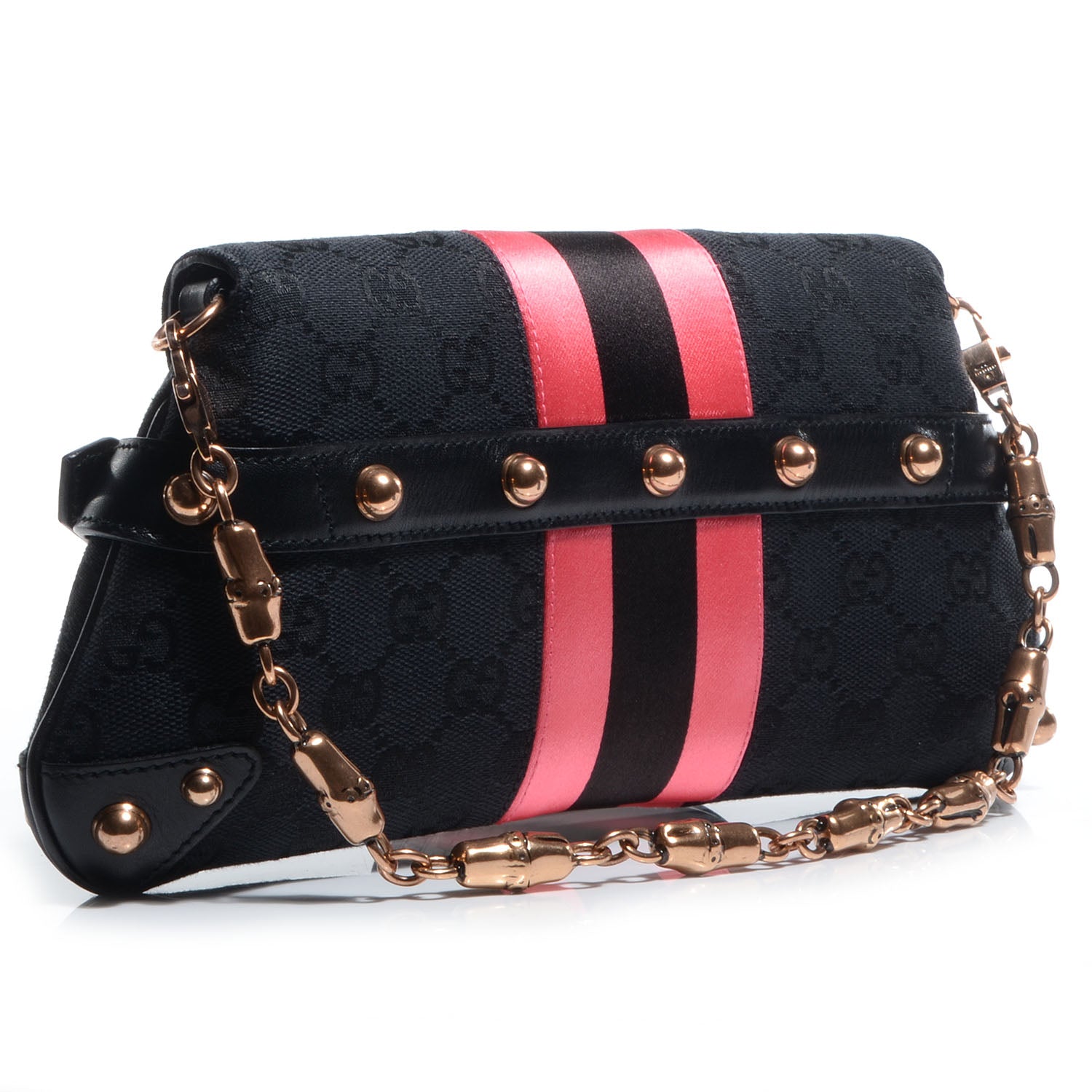 Gucci Monogram Horsebit Web Clutch Black 3 of 7