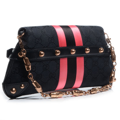 Gucci Monogram Horsebit Web Clutch Black 3 of 7