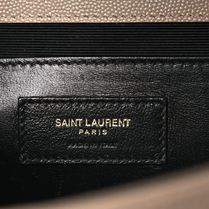 Saint Laurent Grain De Poudre Textured Mixed Matelasse Medium Triquilt Monogram Satchel Dark Beige 5 of 13