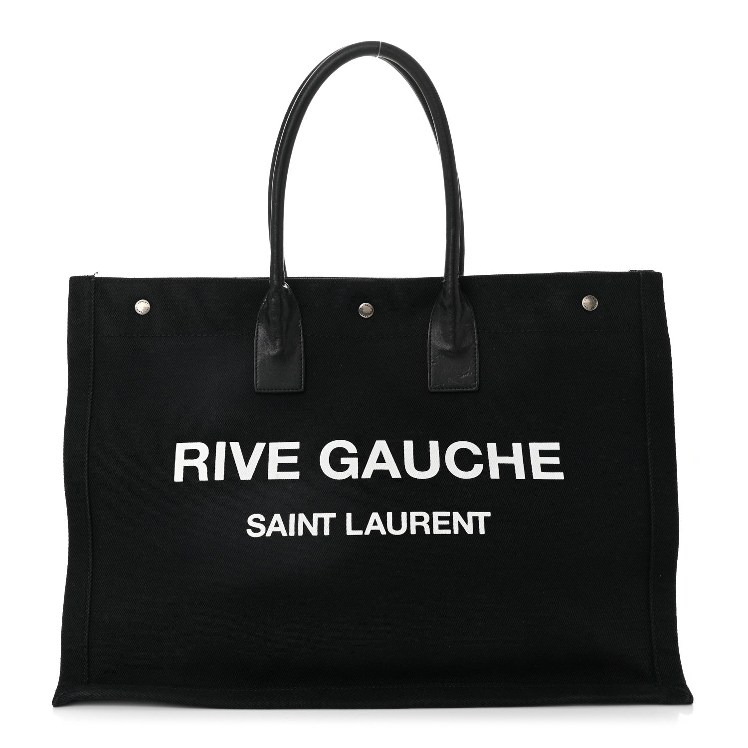 Saint Laurent Linen Calfskin Rive Gauche Tote Black 1 of 10