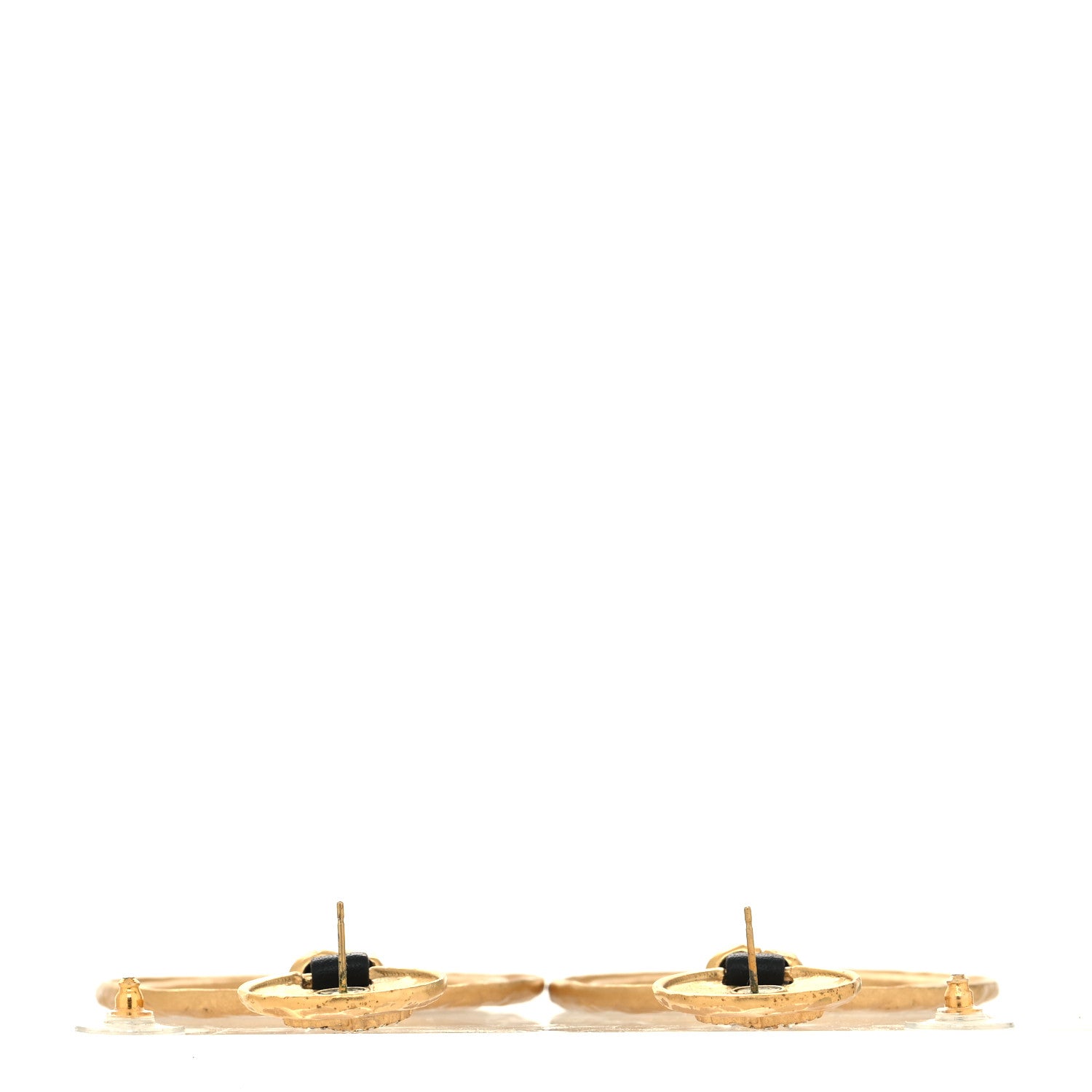 Chanel Metal Hammered Crystal CC Drop Earrings Gold 3 of 4