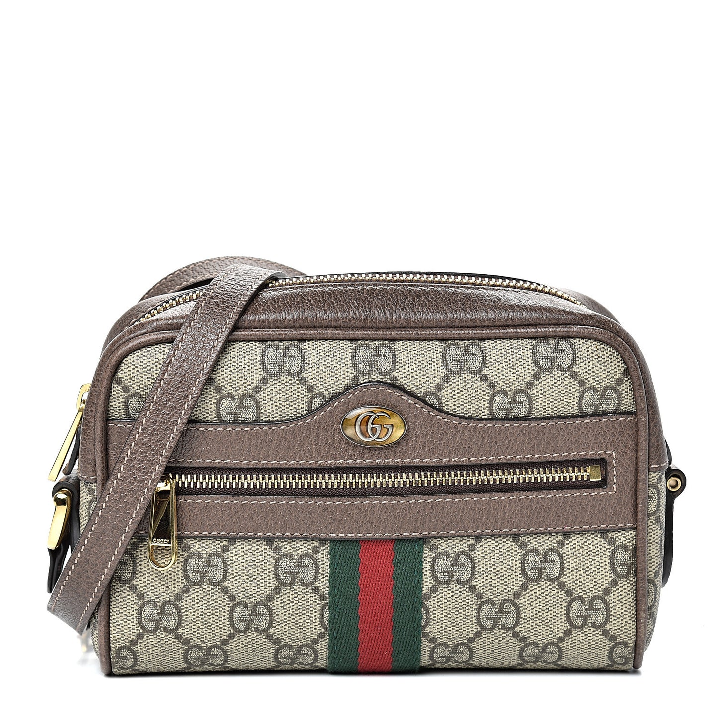 GG Supreme Monogram Web Mini Ophidia Shoulder Bag Brown