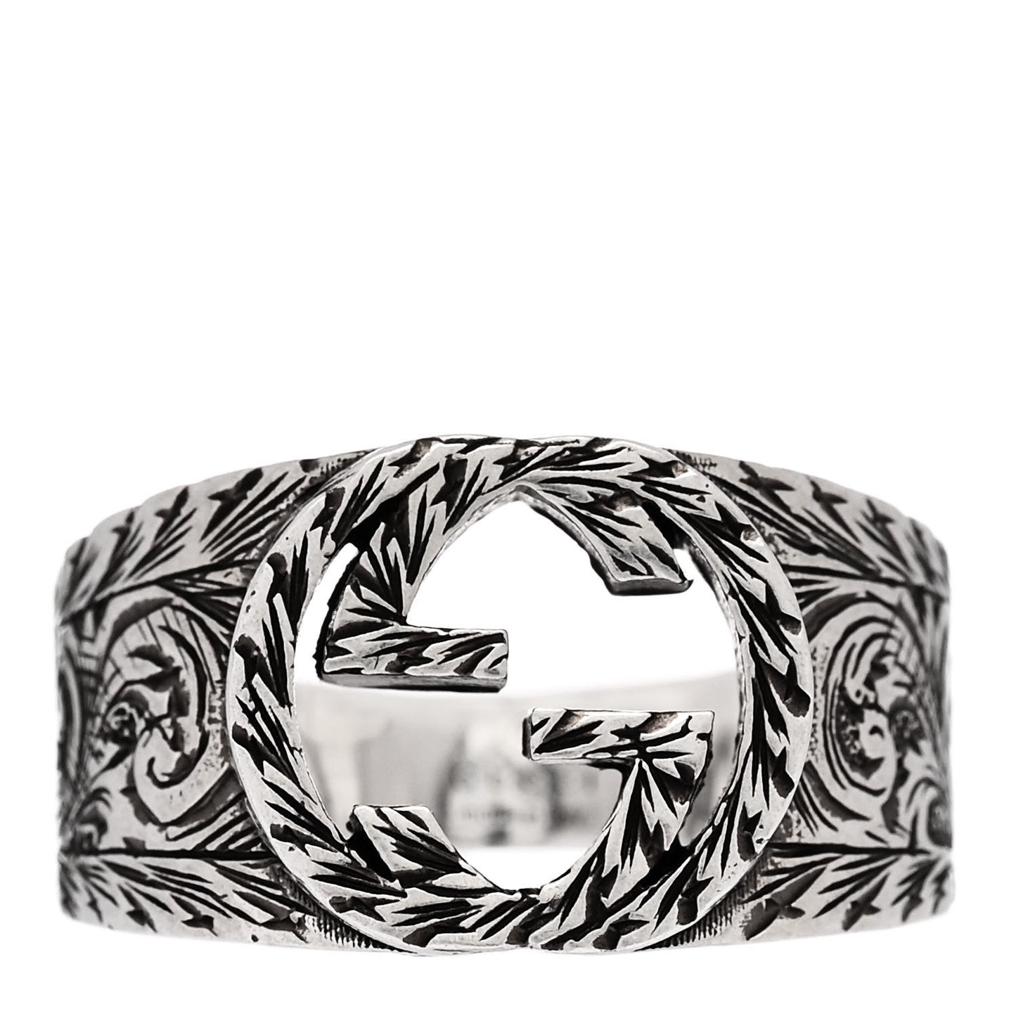 Sterling Silver Interlocking GG Signet Ring 63 10.5
