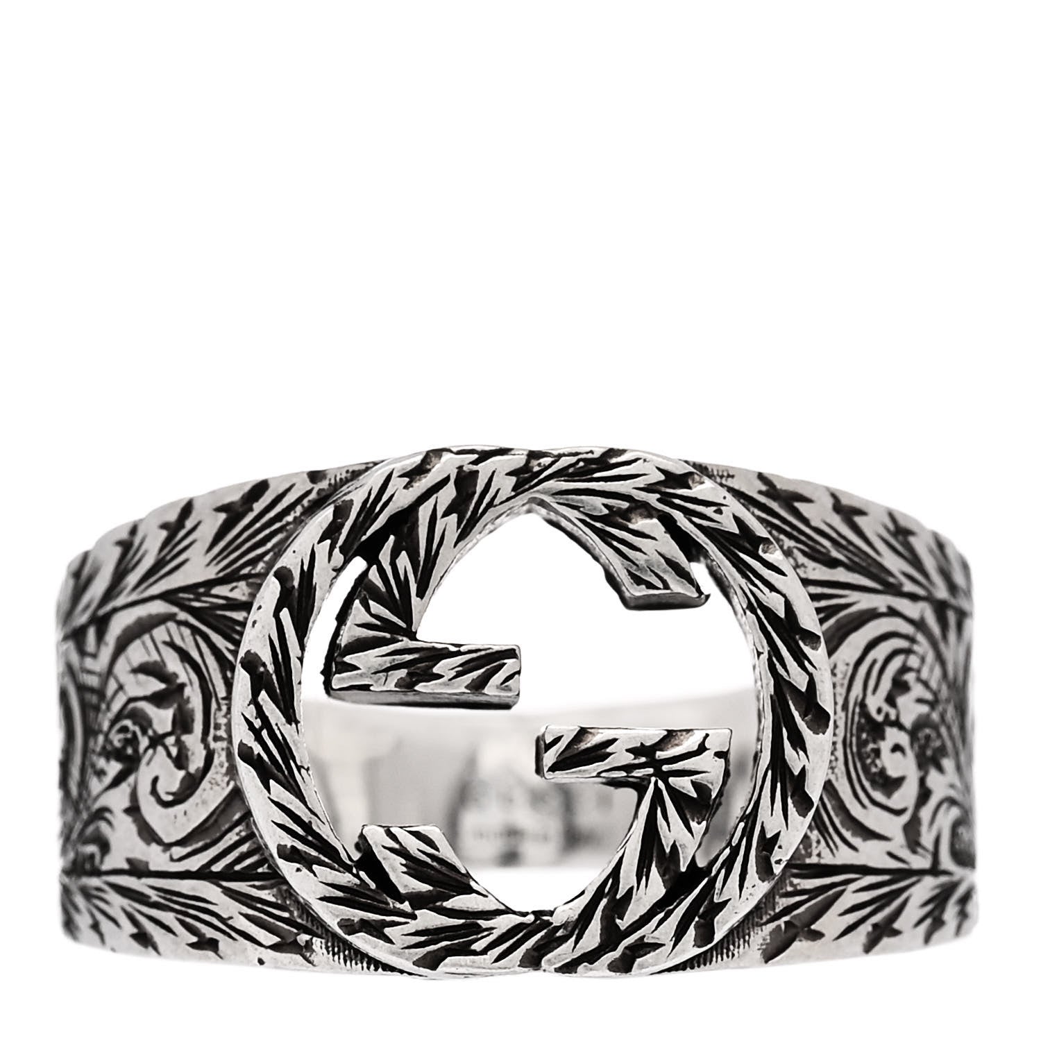Gucci Sterling Silver Interlocking GG Signet Ring 63 10.5 1 of 6