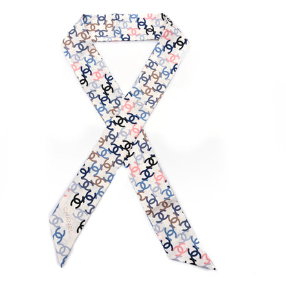 Chanel Silk Twill CC Slim Bandeau Scarf Ecru Multicolor 1 of 3
