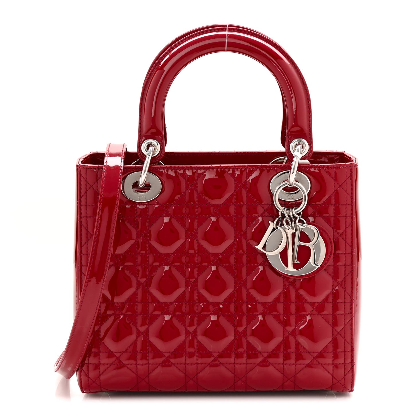 Patent Cannage Medium Lady Dior Red