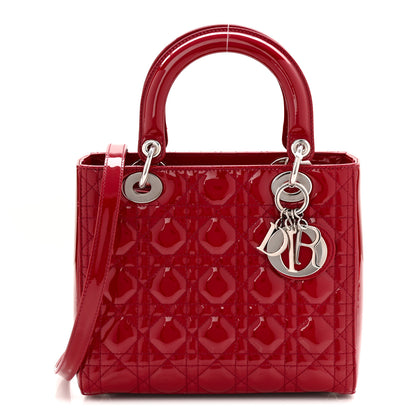 Christian Dior Patent Cannage Medium Lady Dior Red 1 of 10