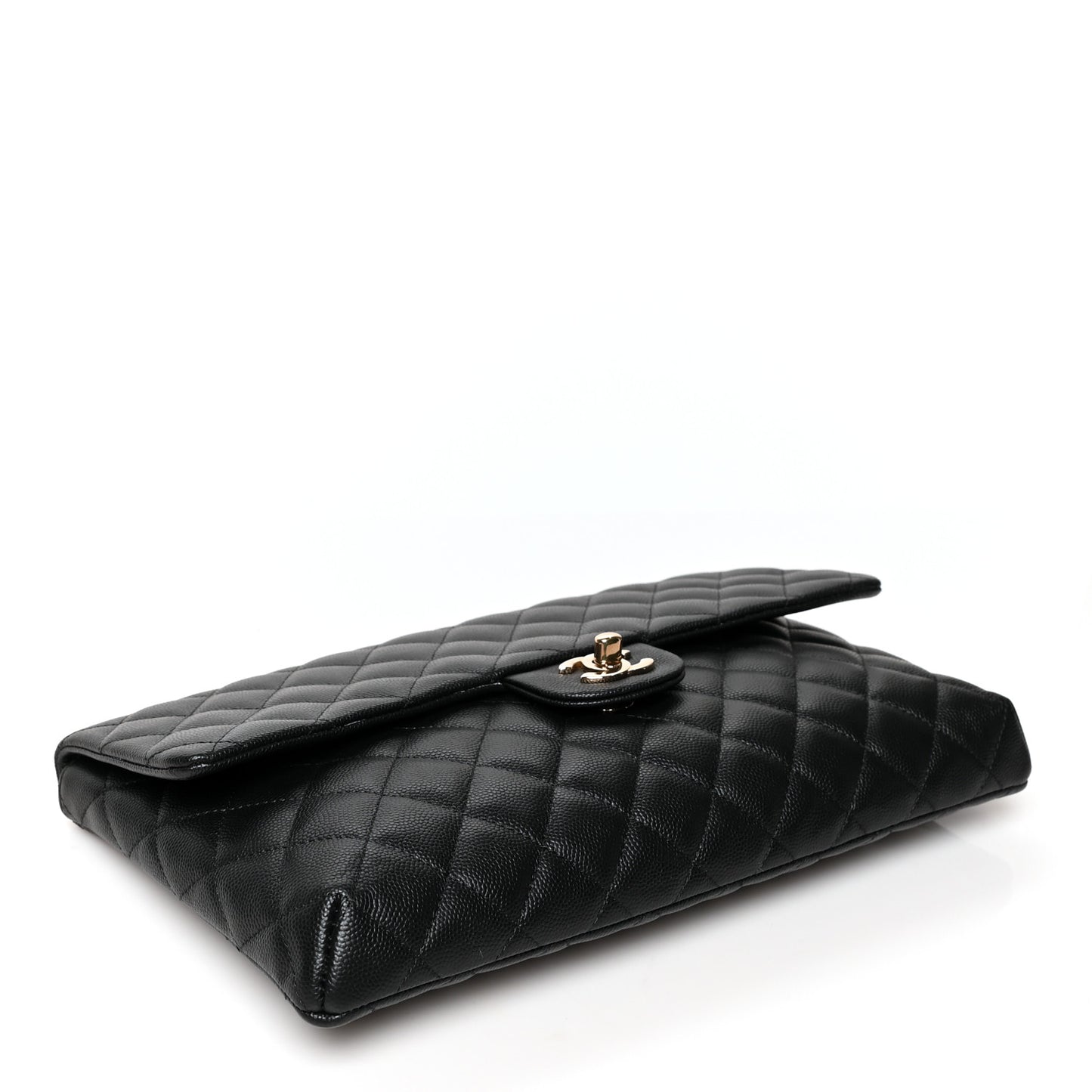 Caviar Quilted Flap Clutch Black